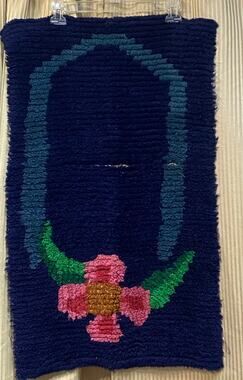 1930s Vintage Chenille Rug Mat Boudoir 31"x18.8" Farmhouse Cottagecore